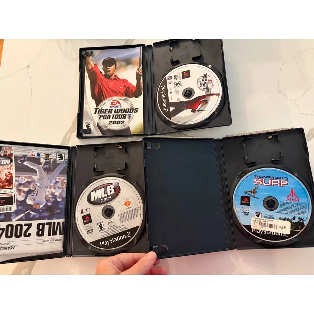 Sony PlayStation 2 Sports Bundle PS2 Tiger Woods MLB 2004 Transworld Surf